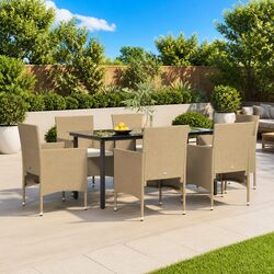 Concise 7 Piece Outdoor Dining Set with Cushions