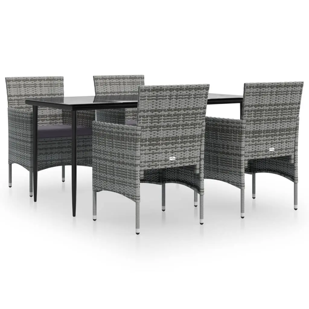 Garden Dining Set 5 Piece Outdoor Furniture Table Chairs with Cushions Grey