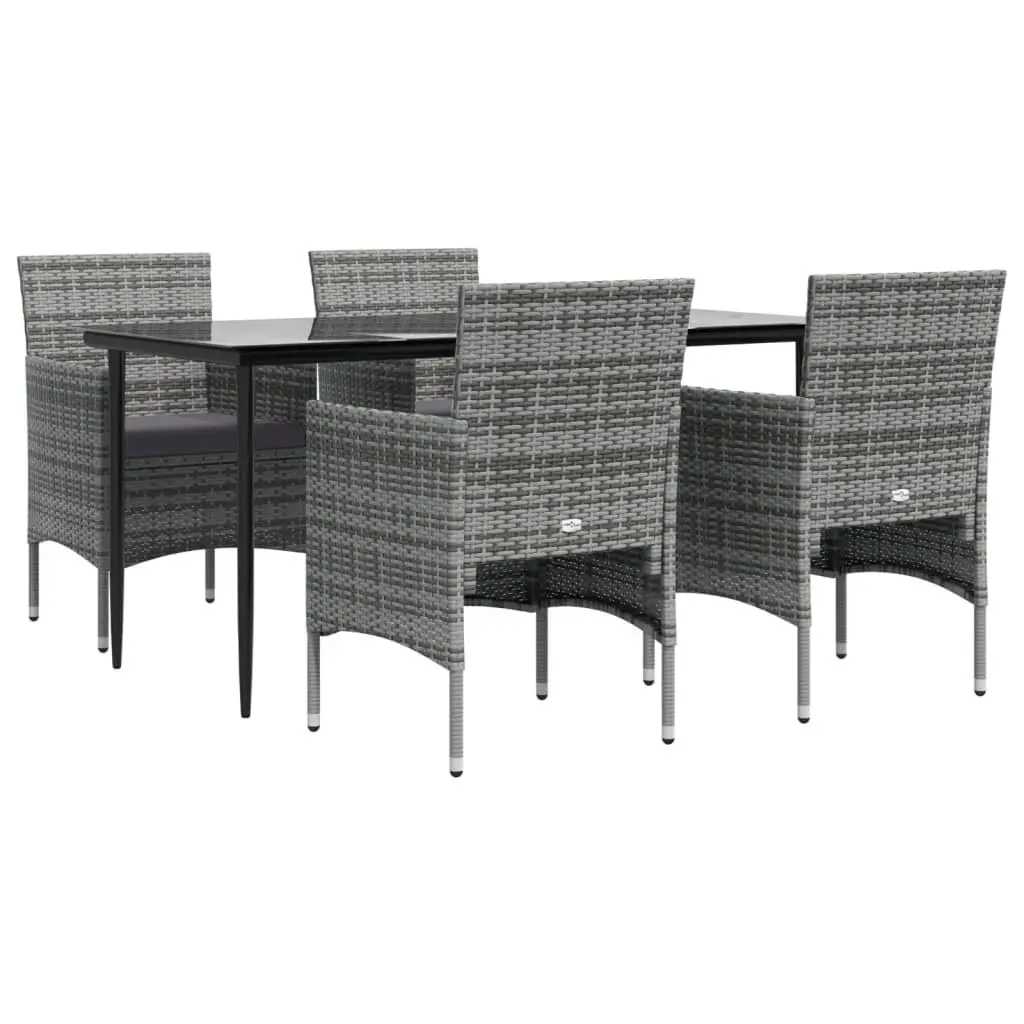 Garden Dining Set 5 Piece Outdoor Furniture Table Chairs with Cushions Grey