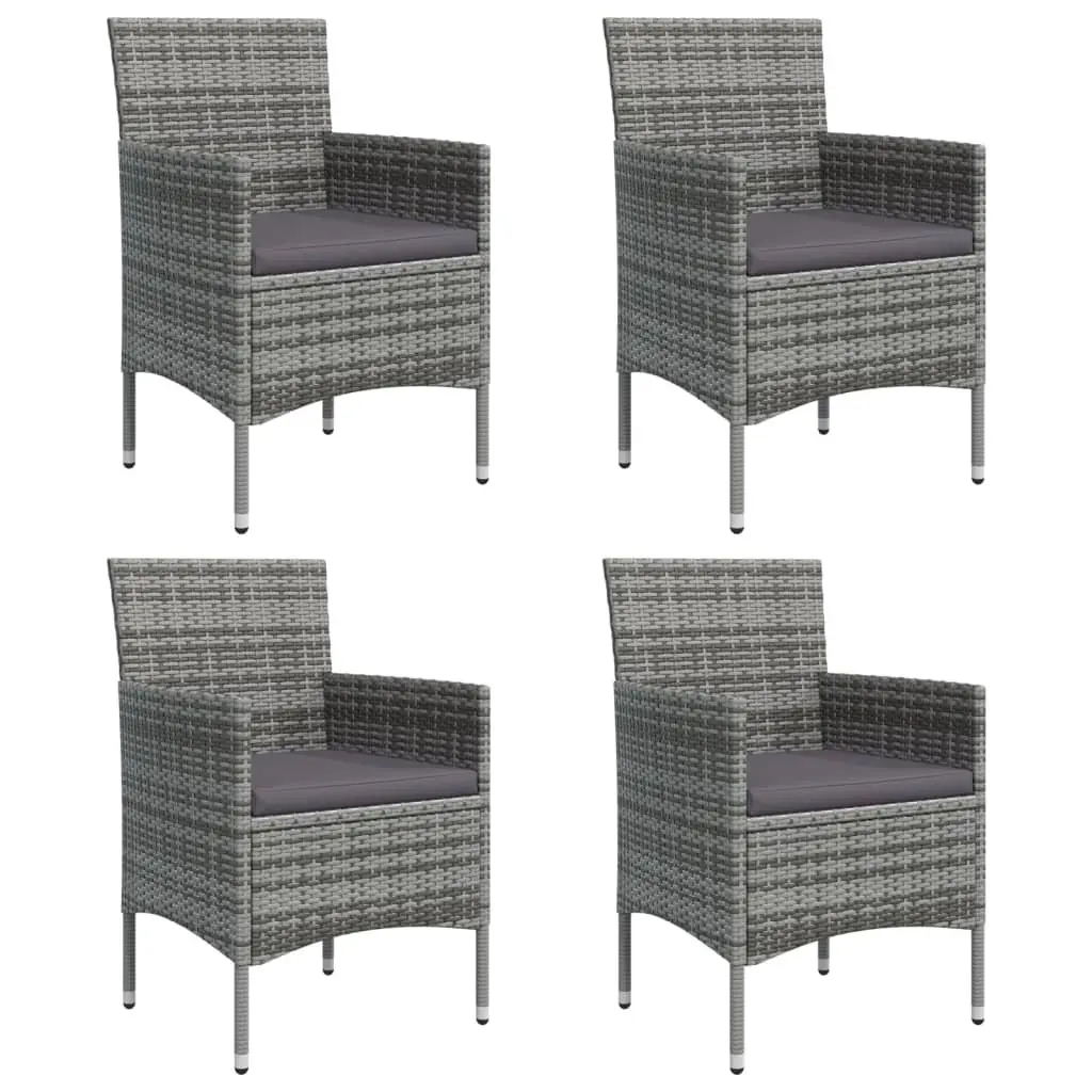 Garden Dining Set 5 Piece Outdoor Furniture Table Chairs with Cushions Grey