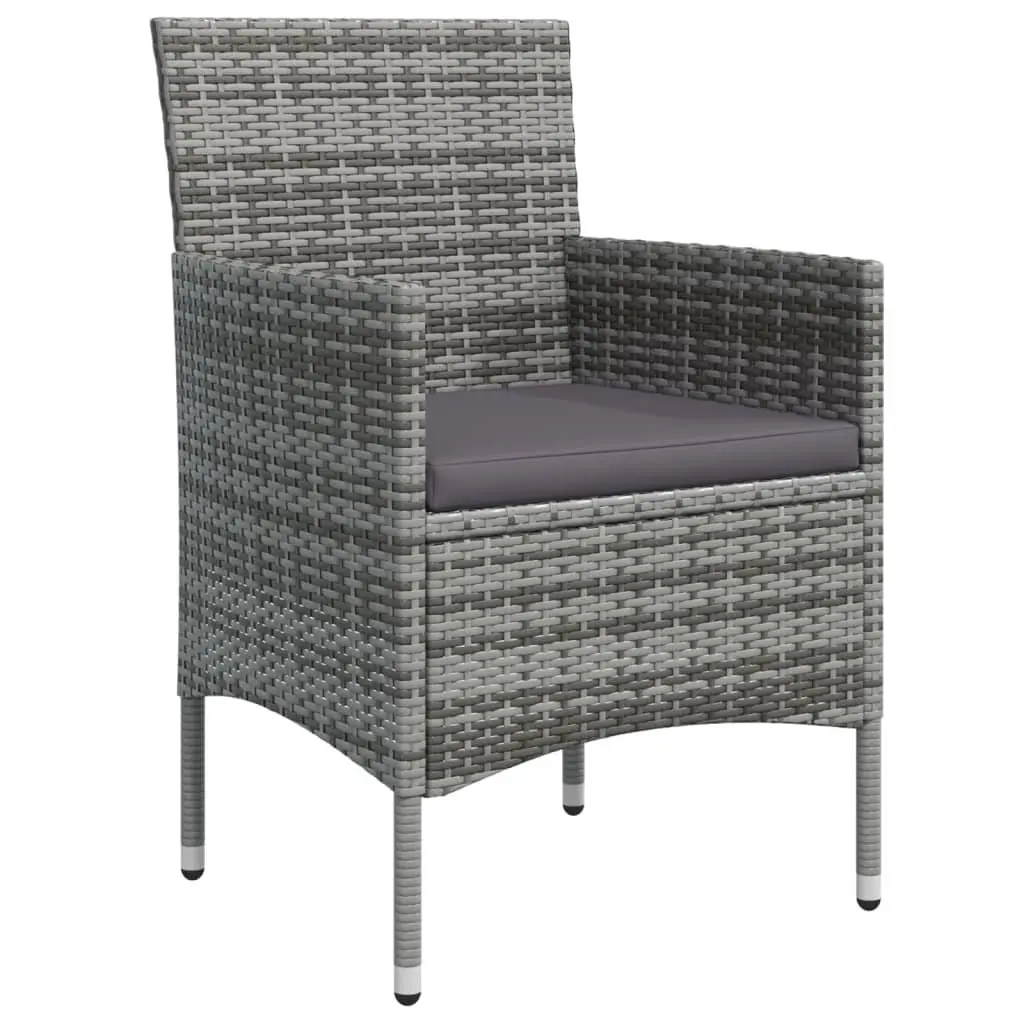 7 Piece Outdoor Garden Dining Set Grey Black Chairs Table Cushions Patio