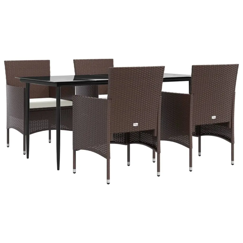 Garden Dining Set 5 Piece Outdoor Furniture Table Chairs Cushions Brown