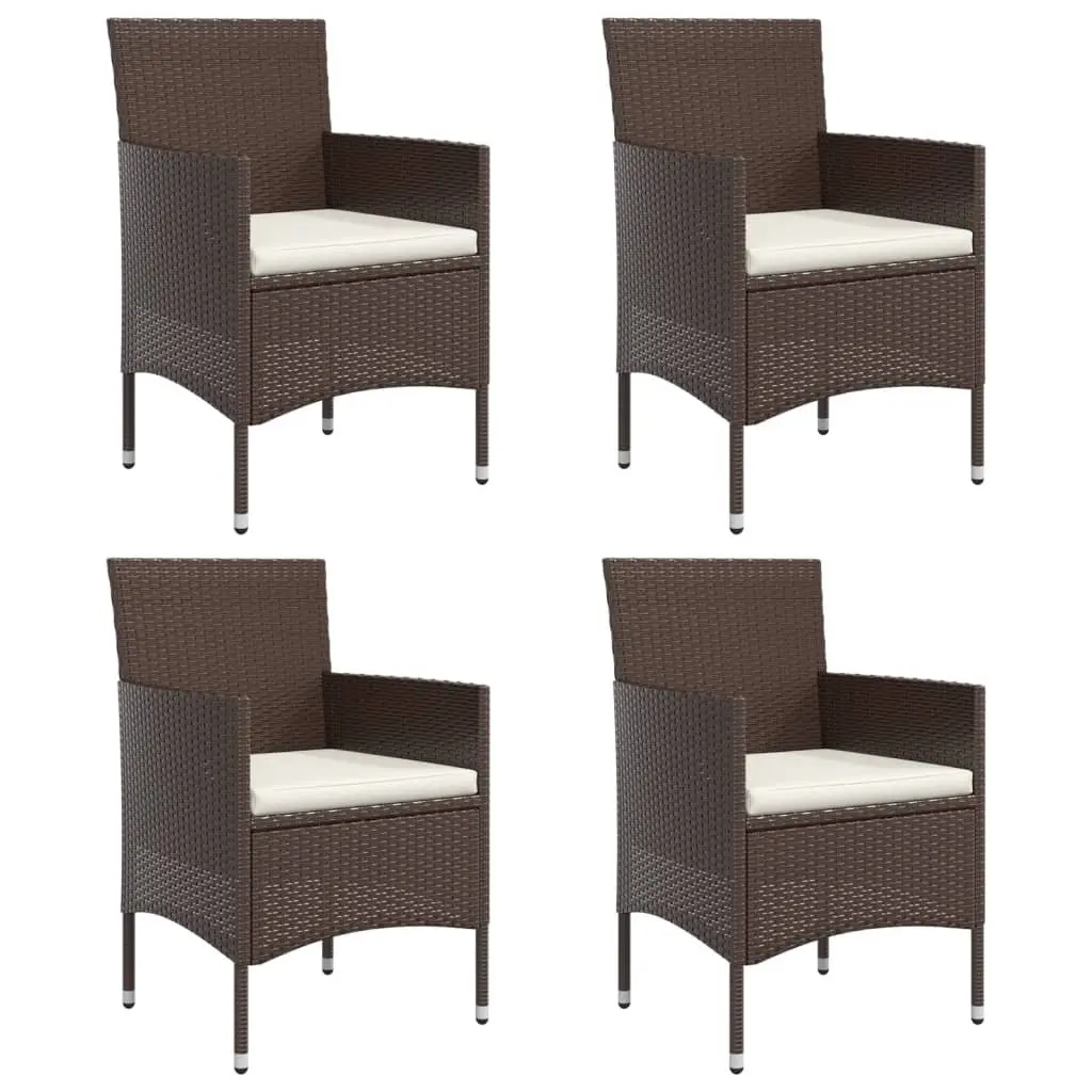 Garden Dining Set 5 Piece Outdoor Furniture Table Chairs Cushions Brown
