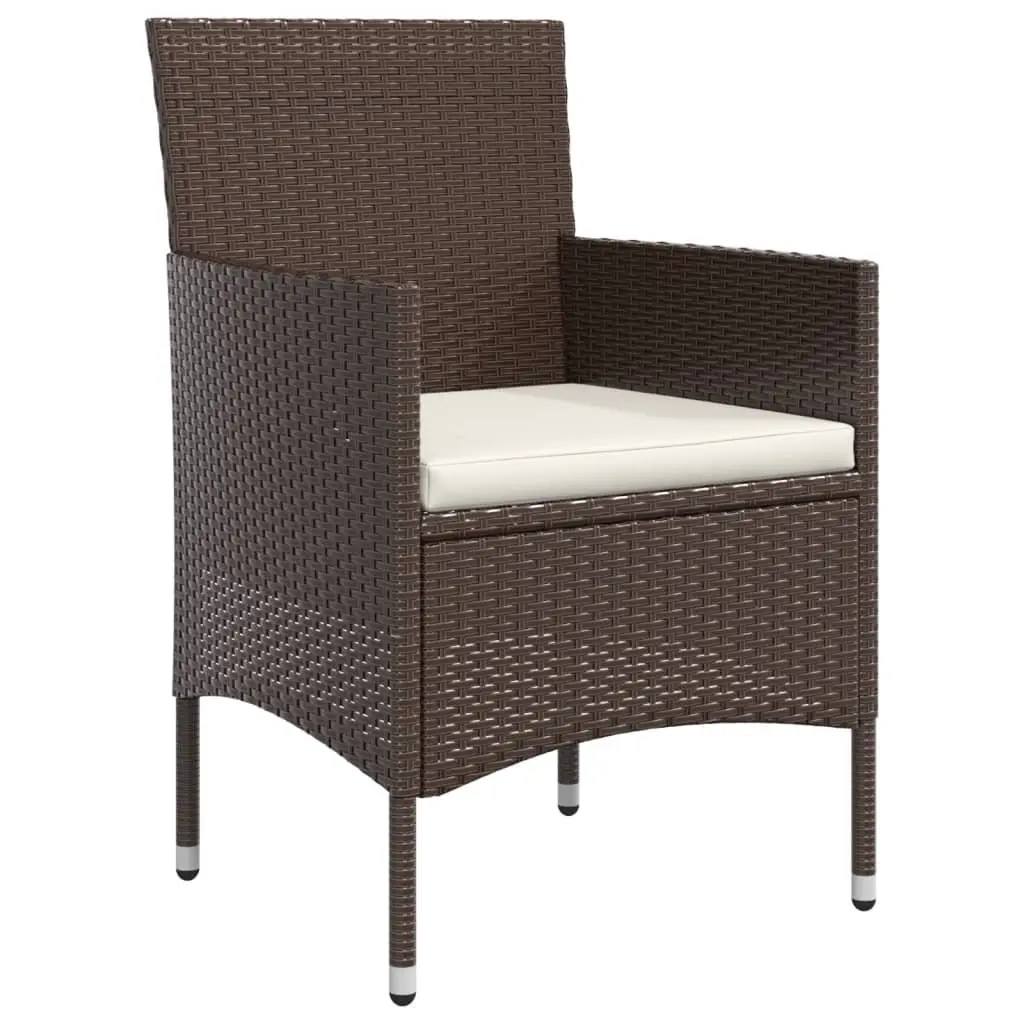 Garden Dining Set 5 Piece Outdoor Furniture Table Chairs Cushions Brown