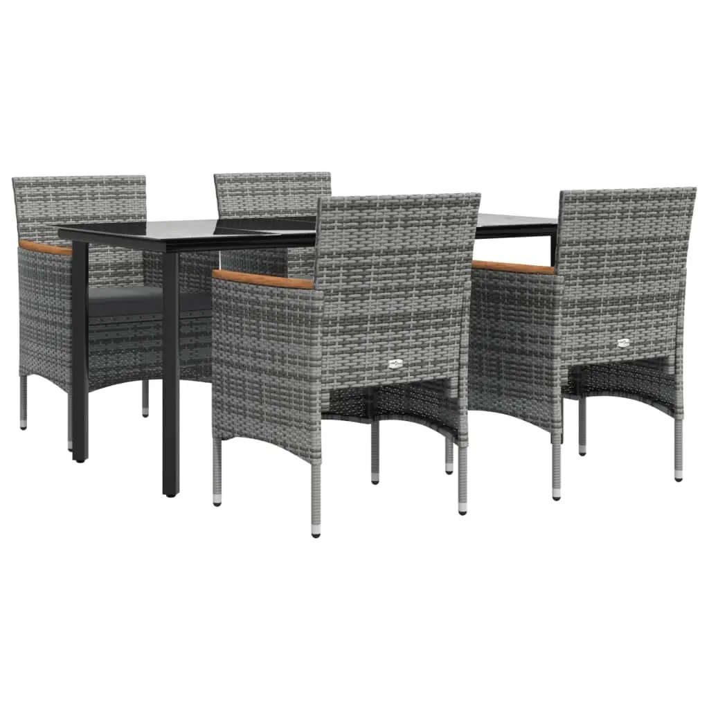 Garden Dining Set Grey 5 Piece Outdoor Table Chairs Cushions Rattan Furniture