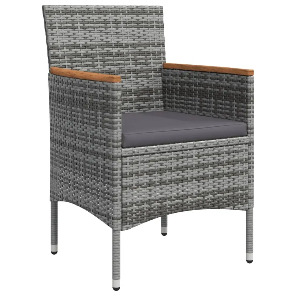 Garden Dining Set Grey 5 Piece Outdoor Table Chairs Cushions Rattan Furniture