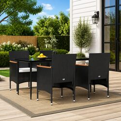 Compact and Elegant 5 Piece Black Rattan Dining Set for Outdoor Use