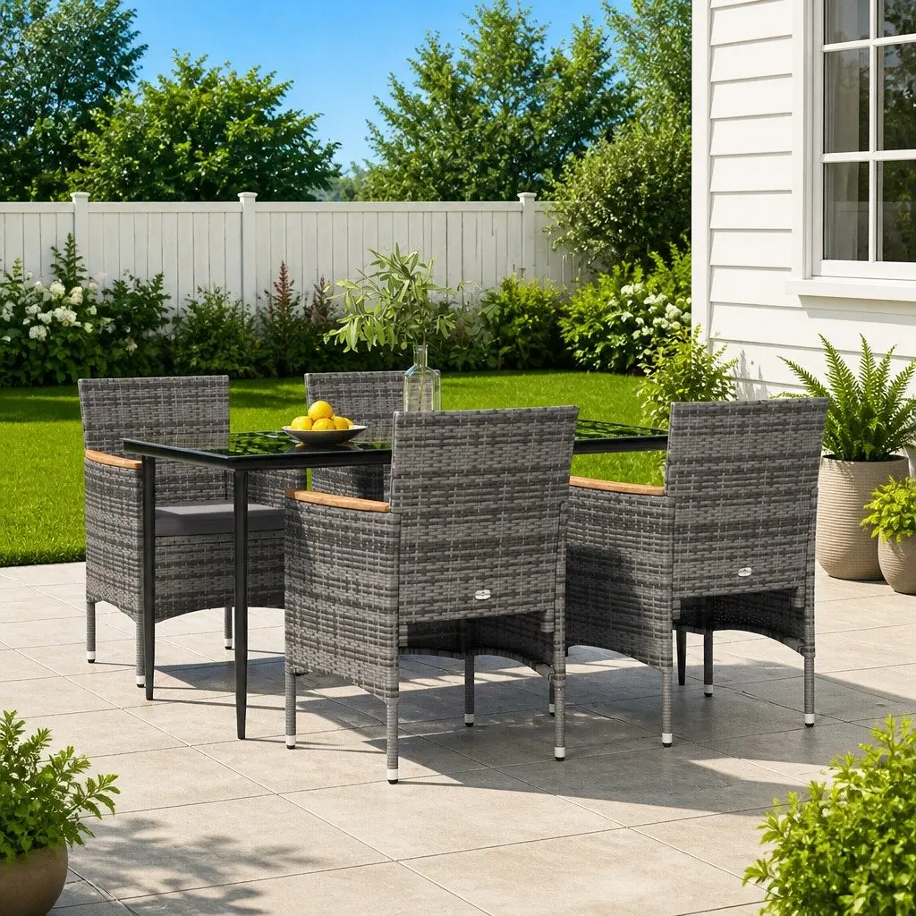 5-Piece Grey and Black Outdoor Dining Set