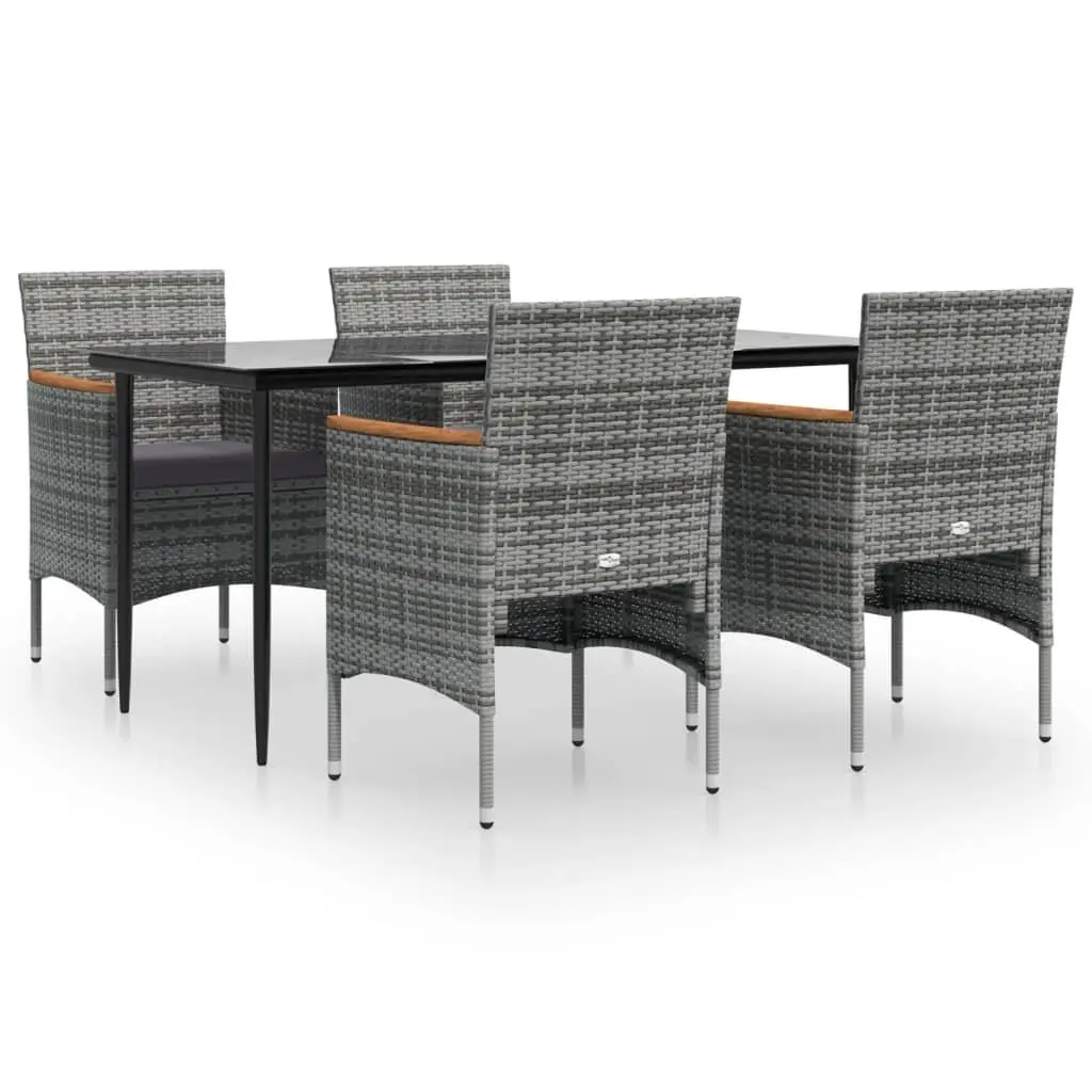 5-Piece Grey and Black Outdoor Dining Set