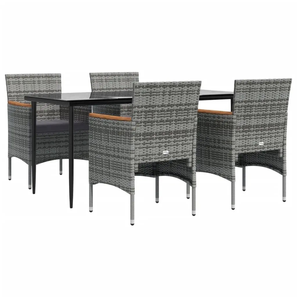 5-Piece Grey and Black Outdoor Dining Set