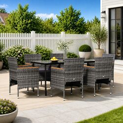 7 Piece Garden Dining Set with Cushions Included