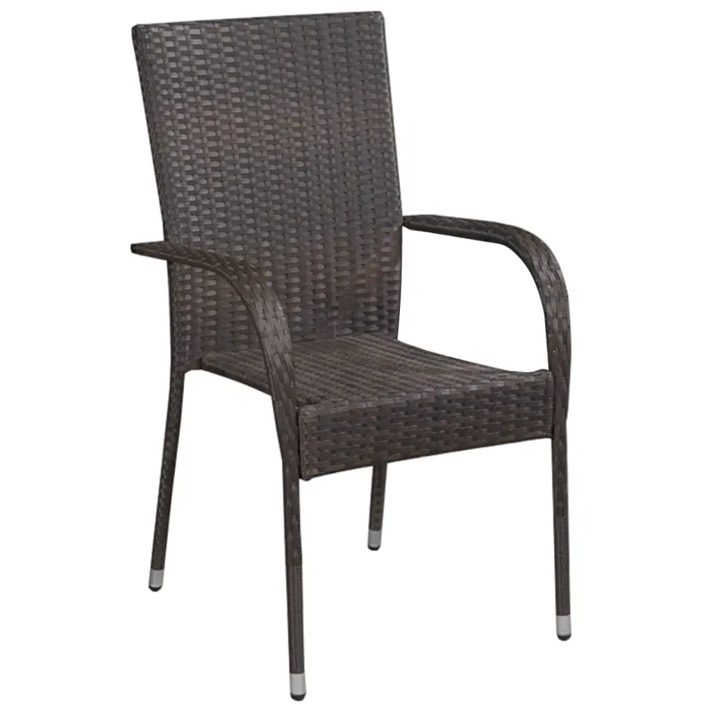 Outdoor Dining Set 5 Piece Garden Furniture Brown Poly Rattan Patio Table Chairs