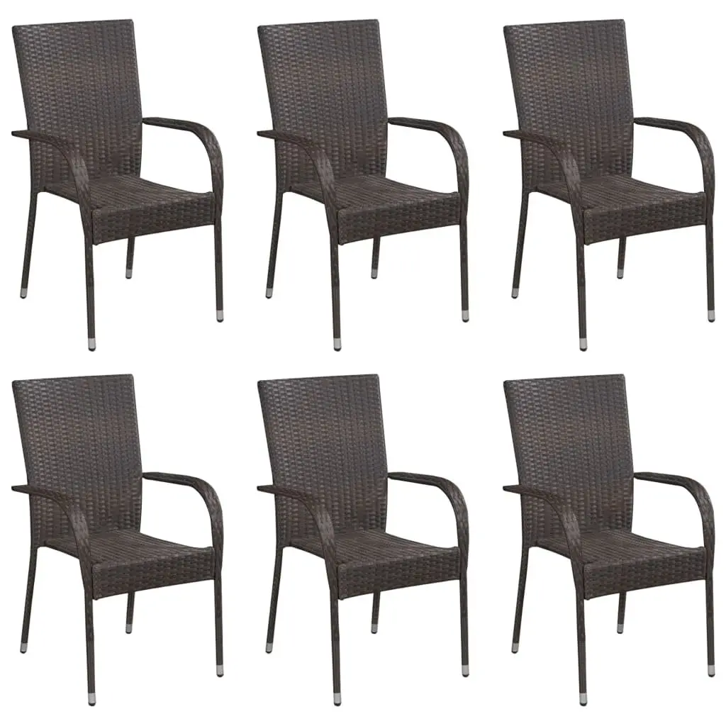 Garden Dining Set Brown 7 Piece Outdoor Furniture Patio Table Chairs