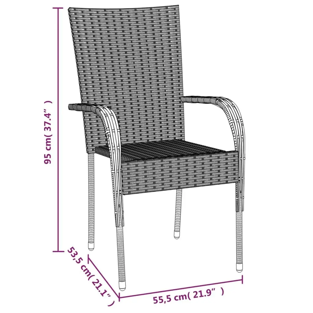 5 Piece Outdoor Dining Set Grey Poly Rattan Chairs Table Durable Steel Frame
