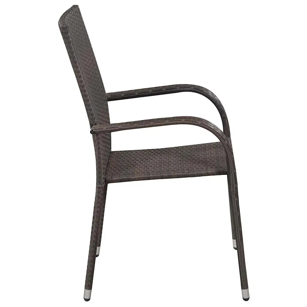 5 Piece Outdoor Garden Dining Set Brown Poly Rattan Chairs Table Furniture