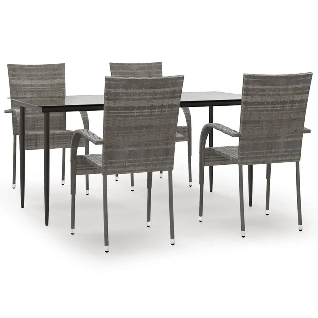 Garden Dining Set Grey 5 Piece Outdoor Furniture Poly Rattan Table Chairs