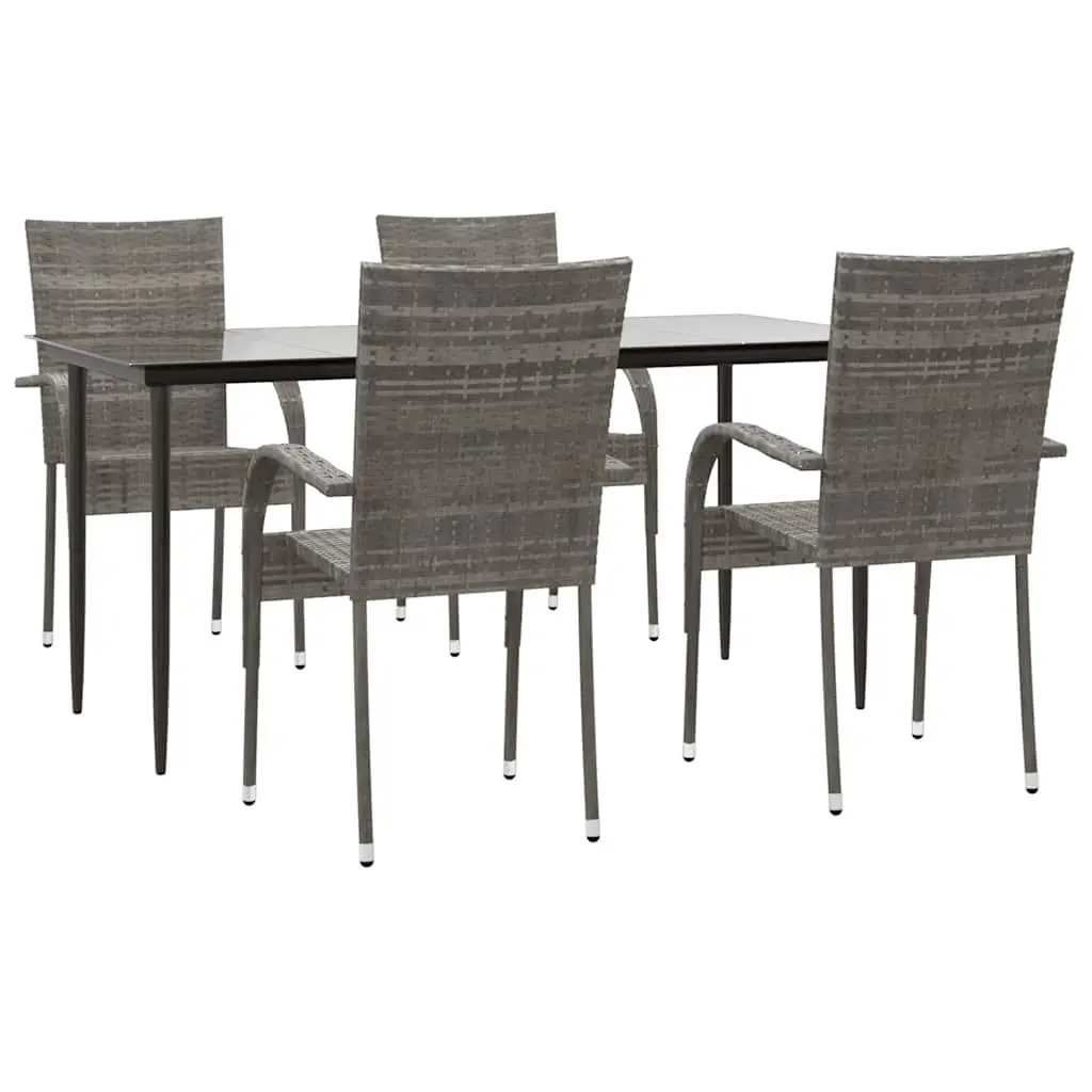 Garden Dining Set Grey 5 Piece Outdoor Furniture Poly Rattan Table Chairs