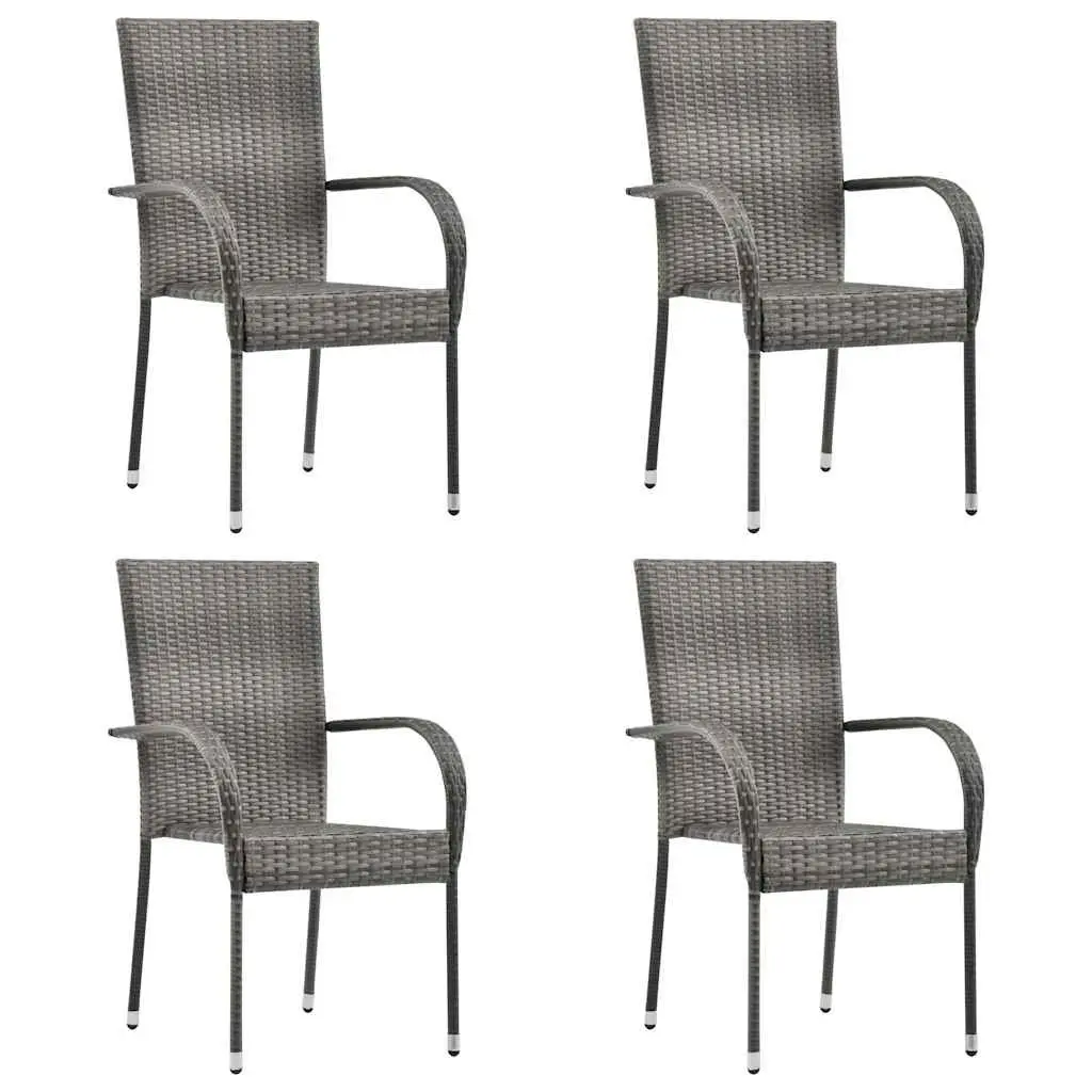 Garden Dining Set Grey 5 Piece Outdoor Furniture Poly Rattan Table Chairs