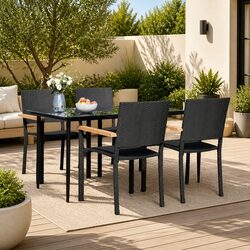 Compact 5-Piece Black Garden Dining Set for Outdoor Use
