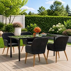 Garden Dining Set 5 Piece Outdoor Patio Furniture Table Chairs with Cushions