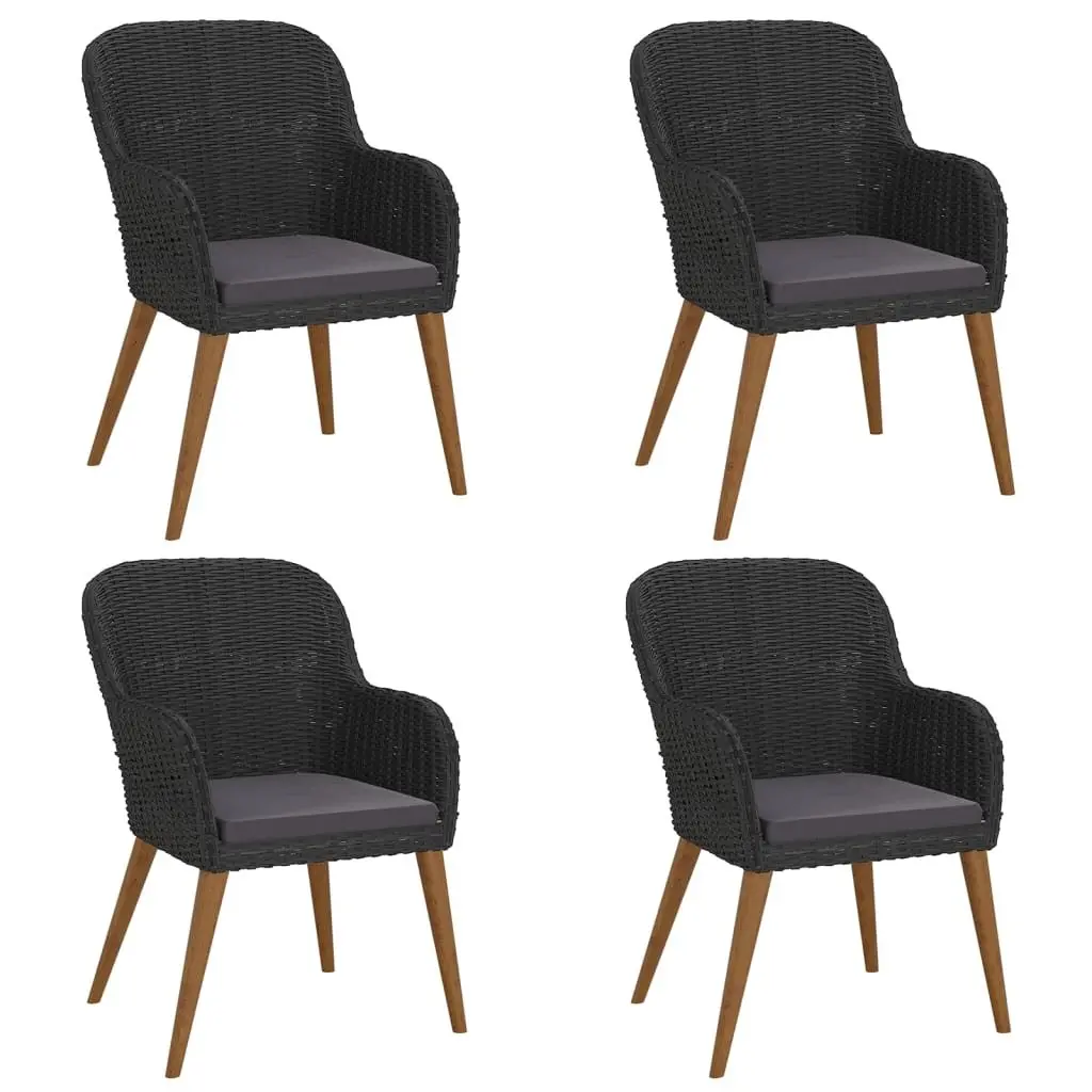 Garden Dining Set Black 5 Piece Outdoor Patio Furniture Table Chairs with Cushions