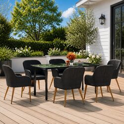 Outdoor Dining Set 7 Pieces Garden Furniture Patio Chairs Table Black
