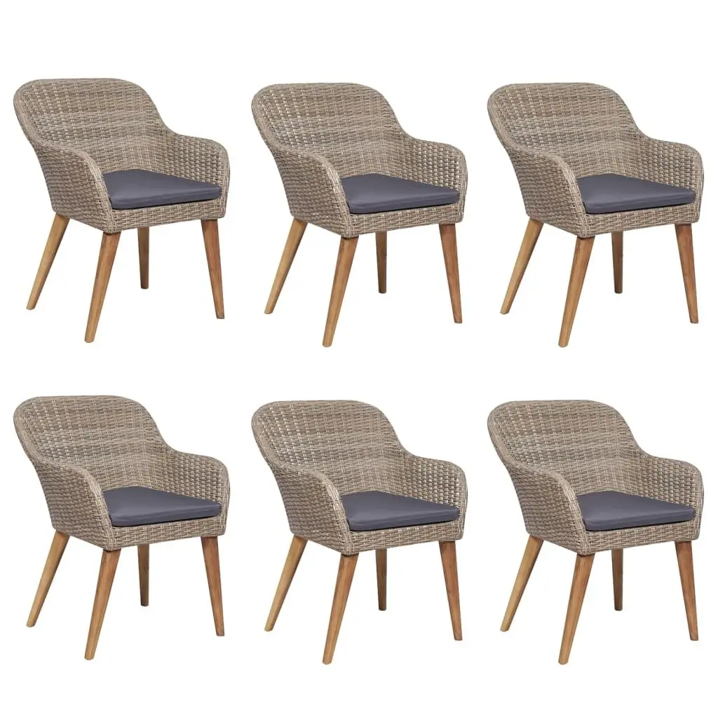 Garden Dining Set 7 Piece Outdoor Furniture Brown Patio Table Chairs Cushions