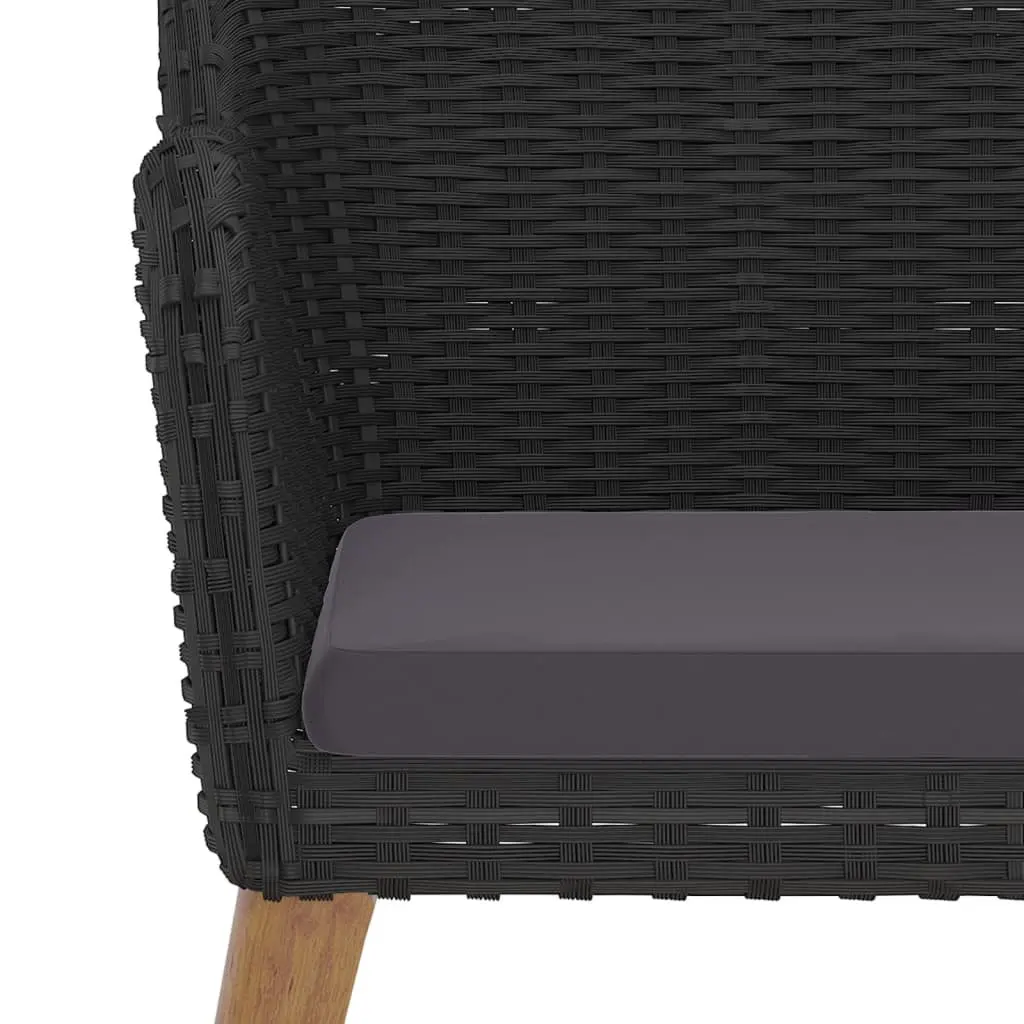 Garden Dining Set Black 5 Piece Outdoor Furniture Table Chairs Cushions