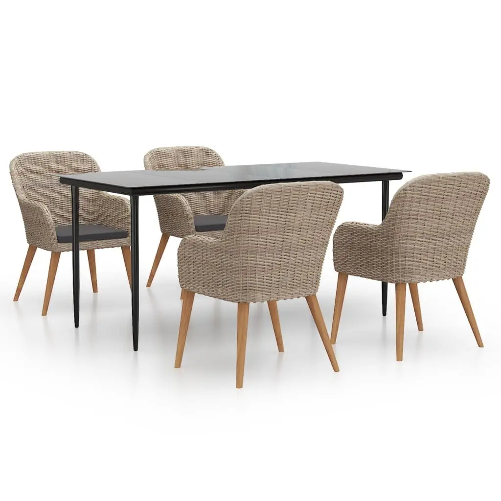 5-Piece Garden Dining Set with Cushions for Outdoor Use