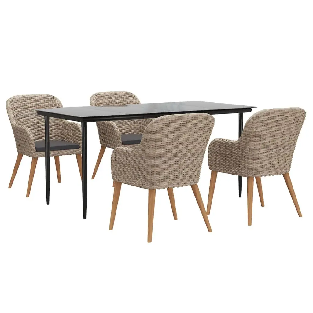 5-Piece Garden Dining Set with Cushions for Outdoor Use