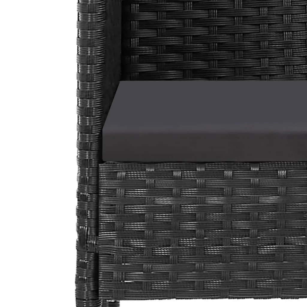 5 Piece Outdoor Dining Set Black Poly Rattan Garden Furniture Table Chairs