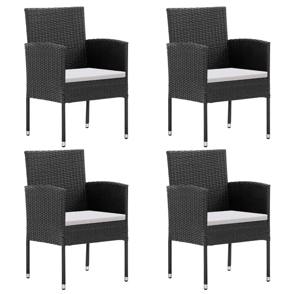 Outdoor Dining Set 5 Piece Garden Furniture Black Poly Rattan Chairs Table