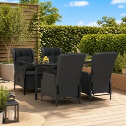 5 Piece Dark Grey Garden Dining Set: Simplified Design