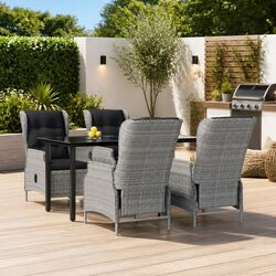 Concise 5-Piece Grey Outdoor Dining Set with Rattan Chairs