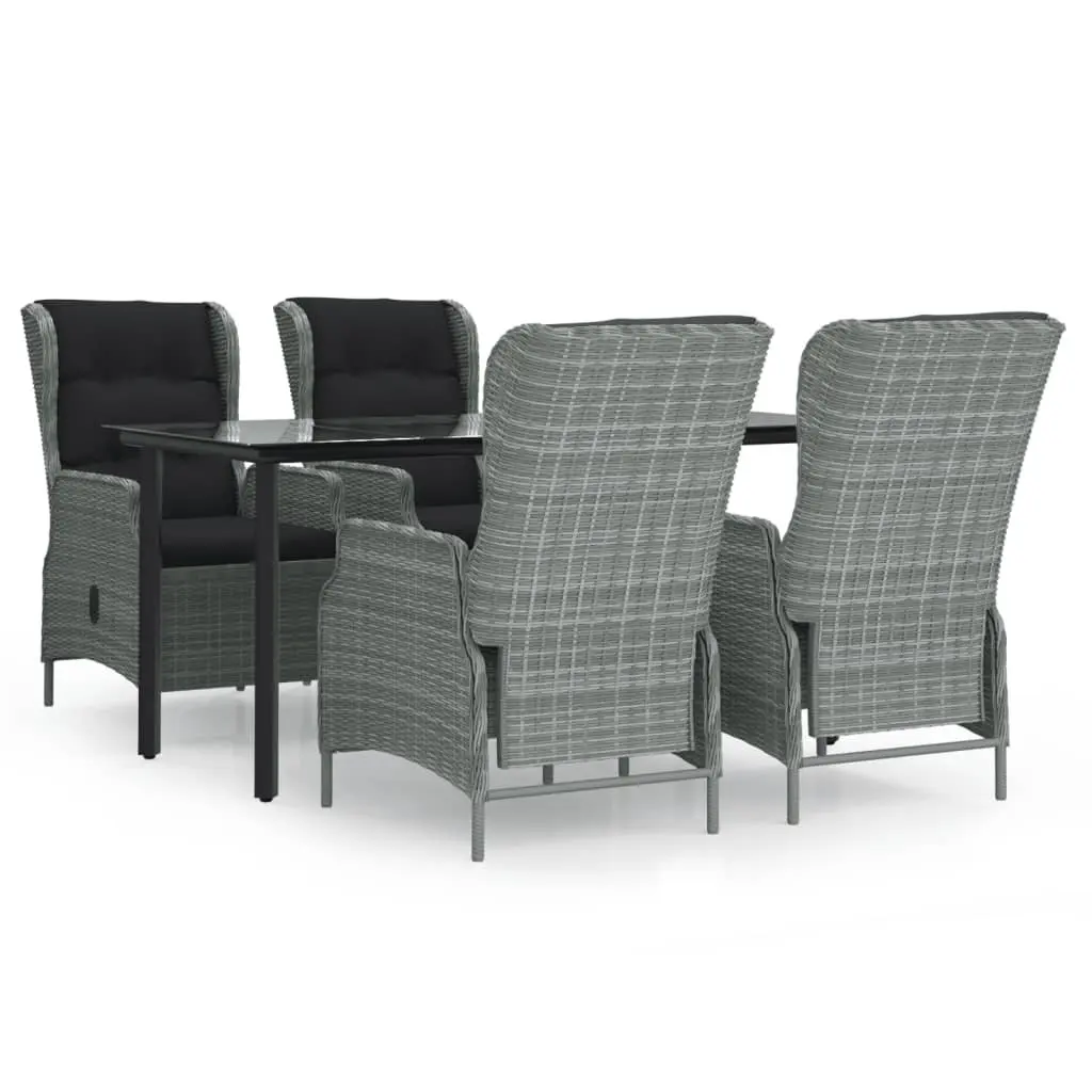 Garden Dining Set Grey 5 Piece Outdoor Furniture Weather-Resistant PE Rattan Table Chairs