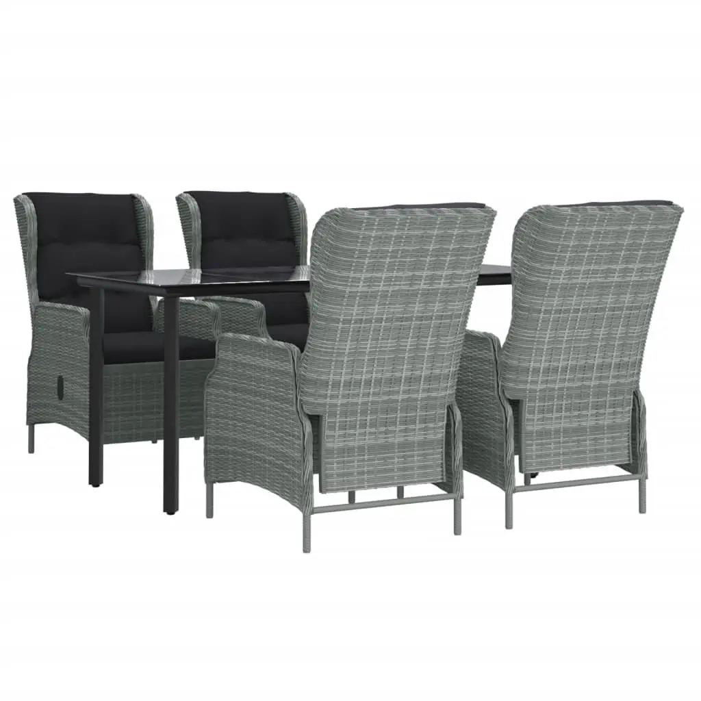 Garden Dining Set Grey 5 Piece Outdoor Furniture Weather-Resistant PE Rattan Table Chairs