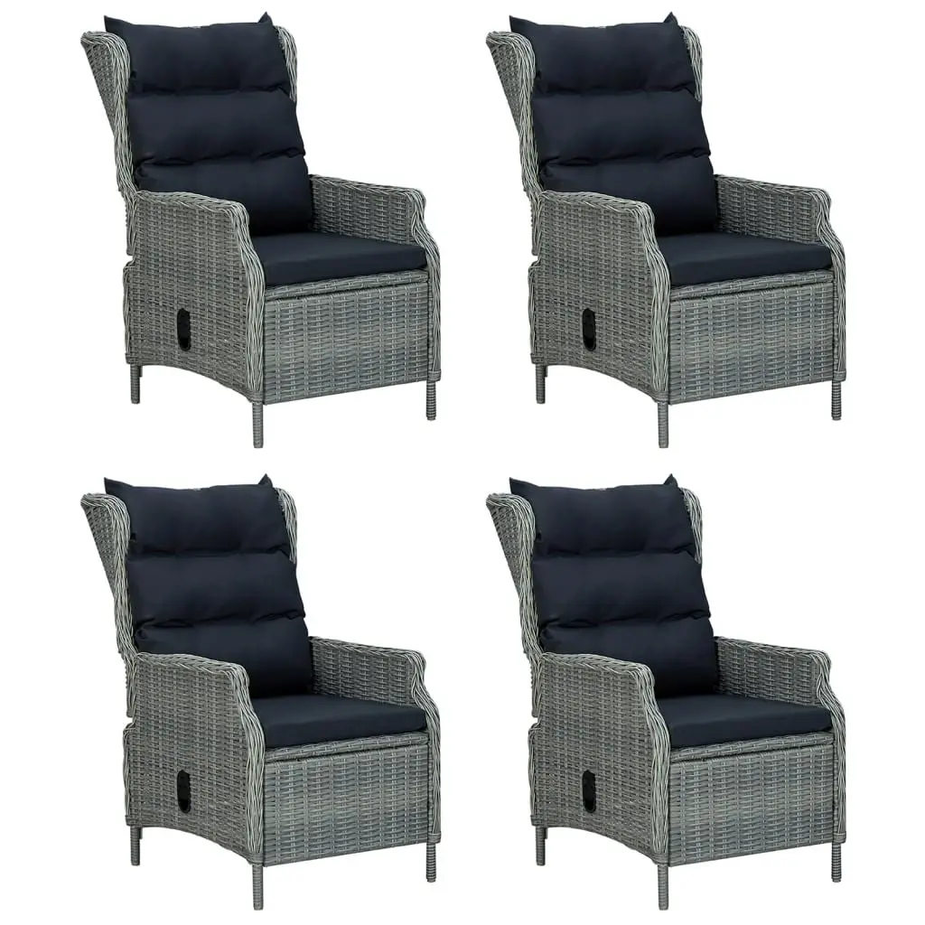 Garden Dining Set Grey 5 Piece Outdoor Furniture Weather-Resistant PE Rattan Table Chairs
