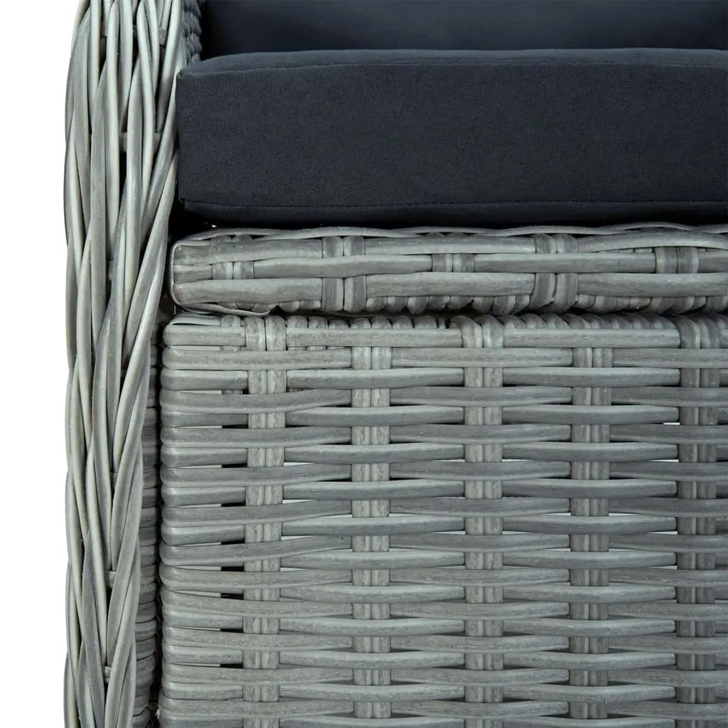 Garden Dining Set Grey 5 Piece Outdoor Furniture Weather-Resistant PE Rattan Table Chairs