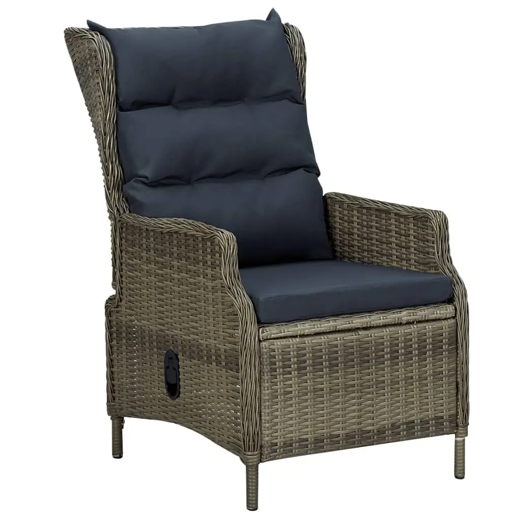 5 Piece Garden Dining Set Brown Outdoor Patio Furniture with Adjustable Backrest and Padded Cushions