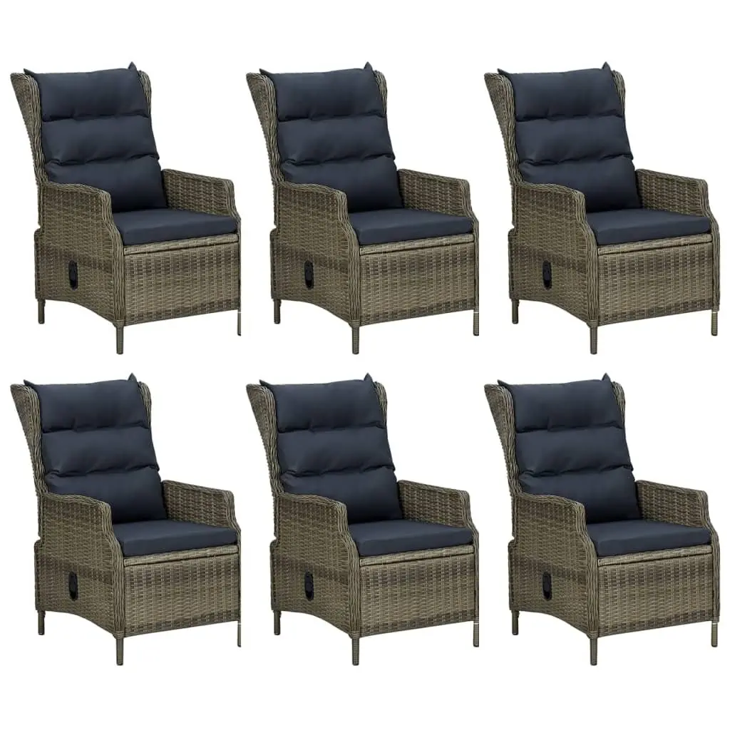Garden Dining Set 7 Piece Brown Poly Rattan Outdoor Patio Furniture Table Chairs
