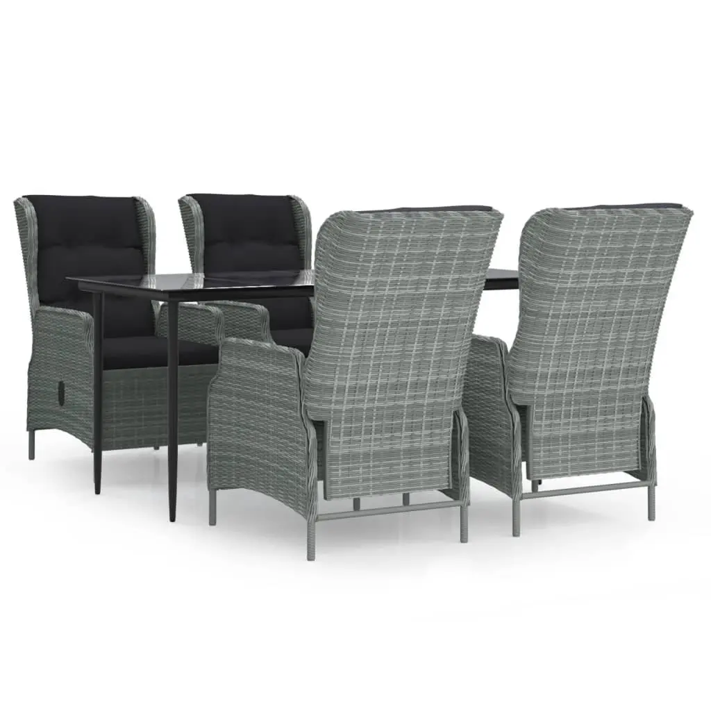 Garden Dining Set Grey 5 Piece Outdoor Furniture Poly Rattan Table Chairs
