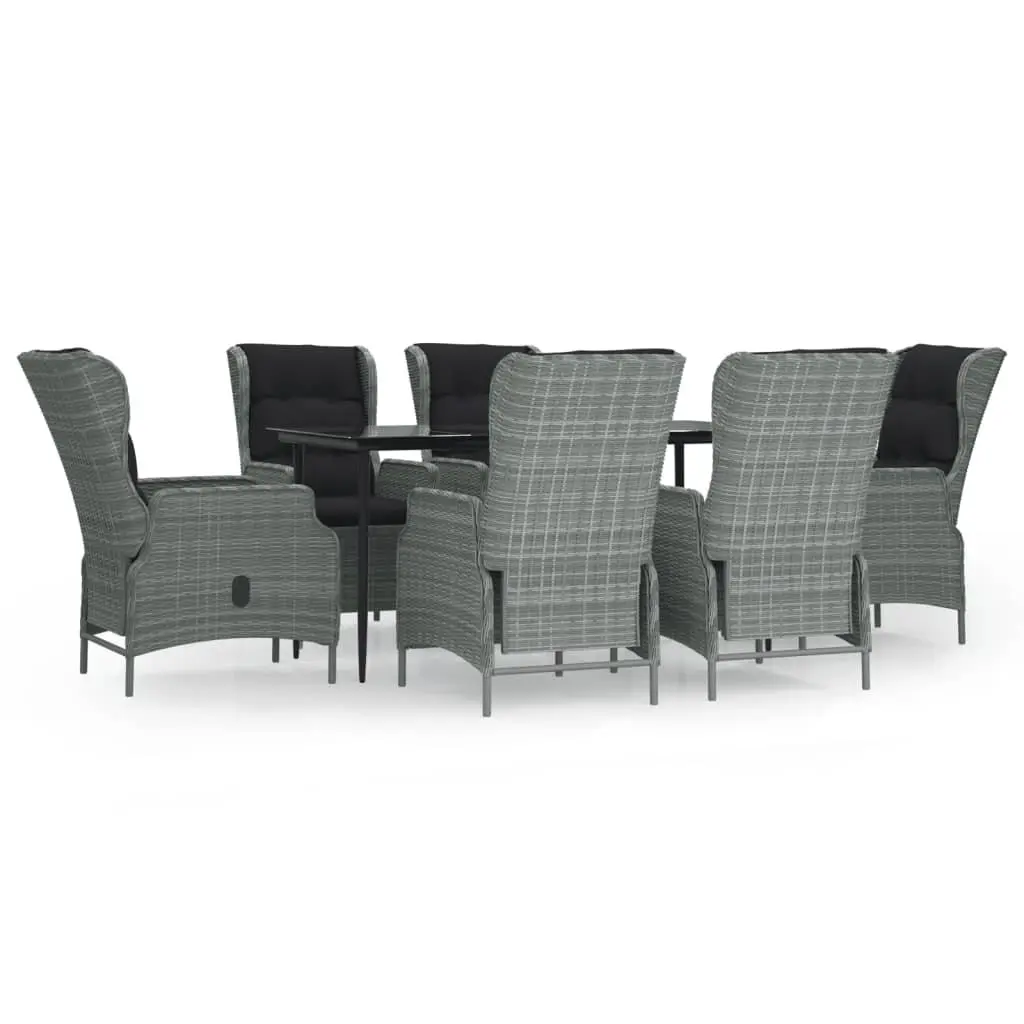 Garden Dining Set 7 Piece Outdoor Patio Furniture Grey Poly Rattan Table Chairs
