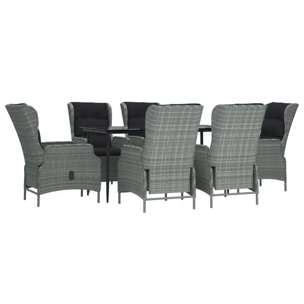 Garden Dining Set 7 Piece Outdoor Patio Furniture Grey Poly Rattan Table Chairs