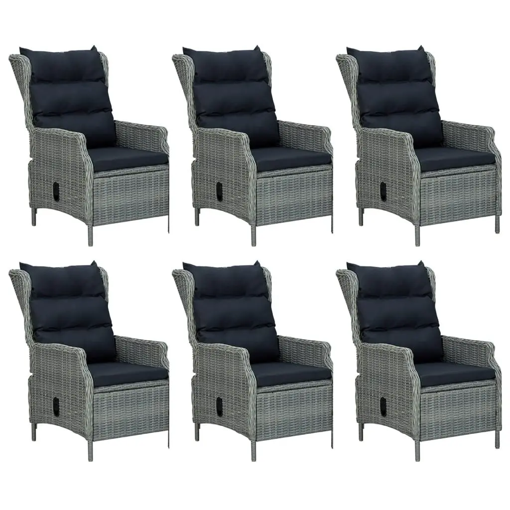 Garden Dining Set 7 Piece Outdoor Patio Furniture Grey Poly Rattan Table Chairs