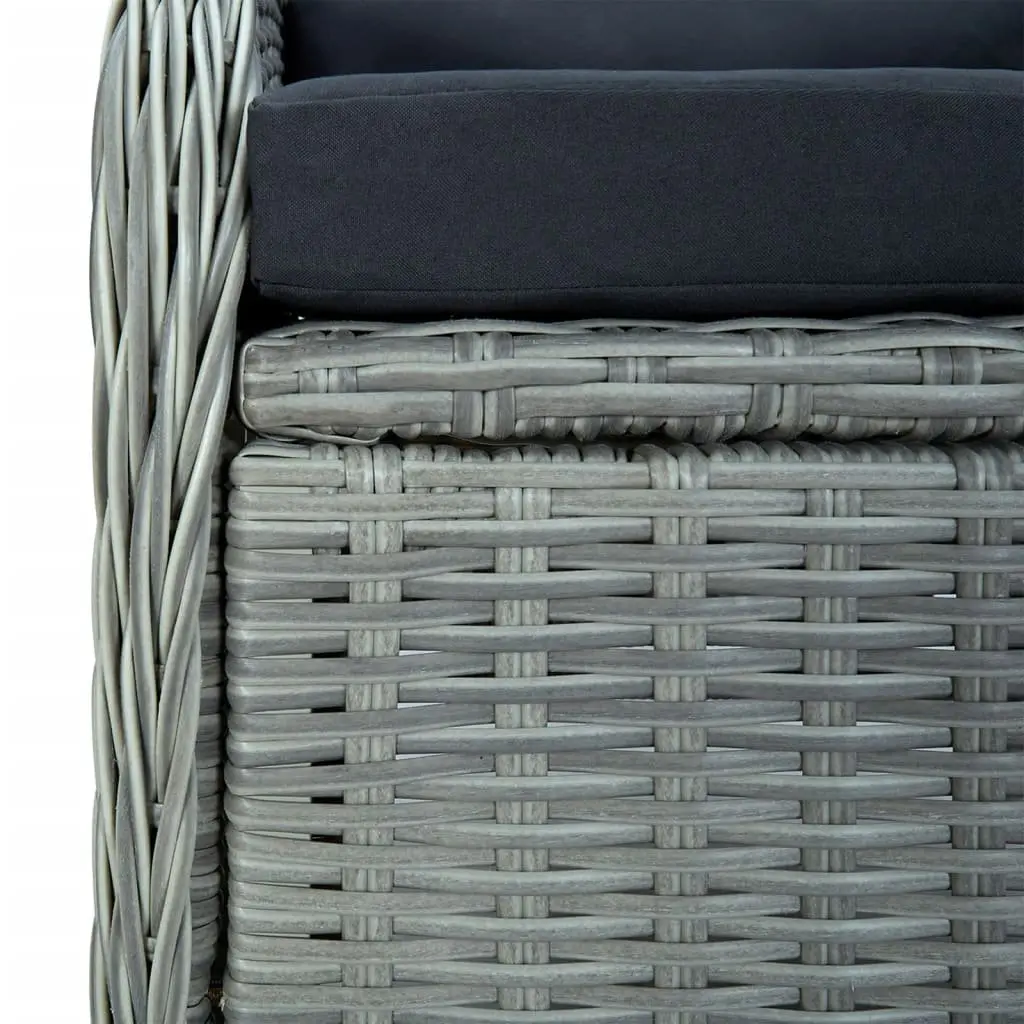 Garden Dining Set 7 Piece Outdoor Patio Furniture Grey Poly Rattan Table Chairs