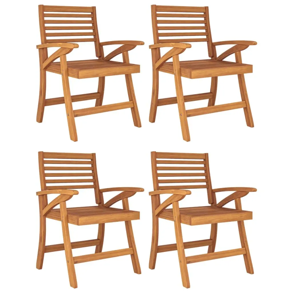 Garden Dining Set Brown 5 Piece Solid Acacia Wood Outdoor Furniture Table Chairs