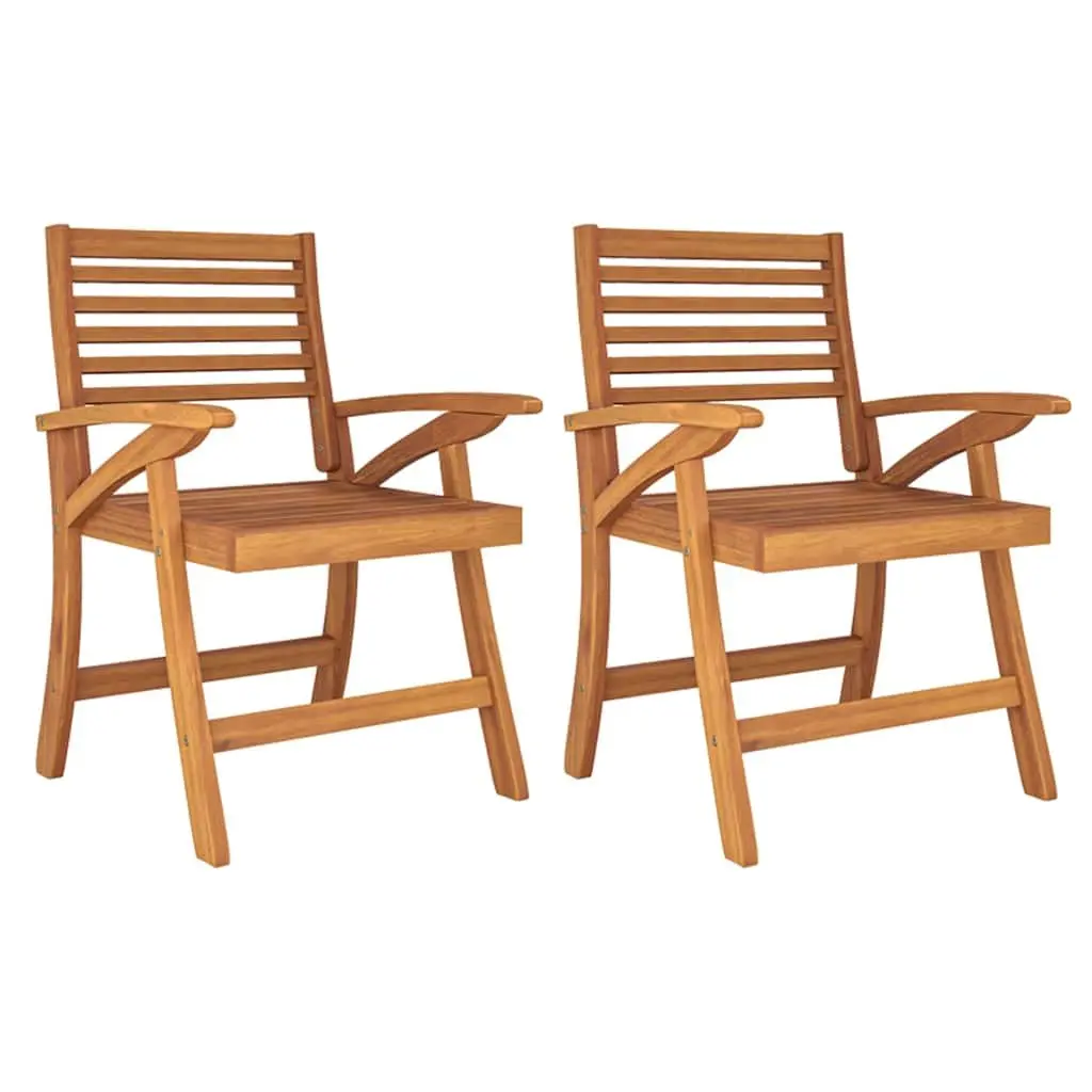 Garden Dining Set Brown 3 Piece Solid Acacia Wood Table Chairs Outdoor Furniture