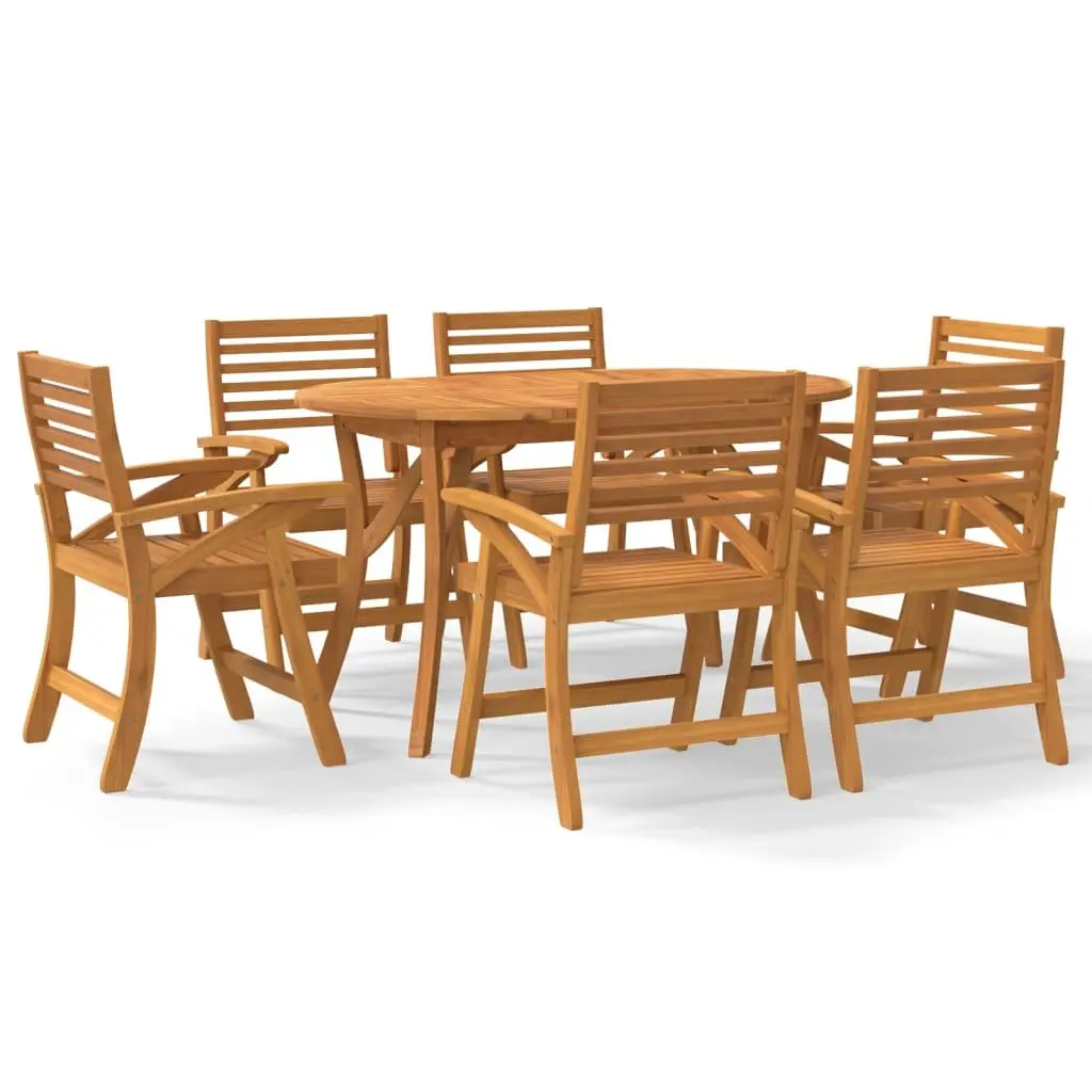 Garden Dining Set 7 Piece Outdoor Furniture Solid Wood Acacia Brown Patio