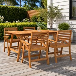5 Piece Outdoor Dining Set in Brown Wood