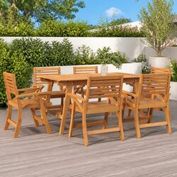 Garden Dining Set 7 Piece Outdoor Furniture Table Chairs Acacia Wood Patio